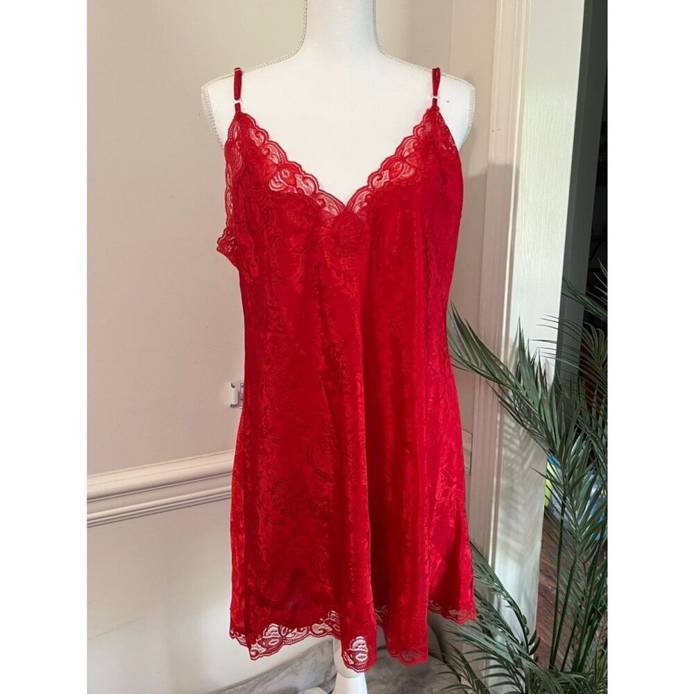 NWOT Victoria's Secret 90s Gold Label Red Lace Slip Dress Size L 10/12